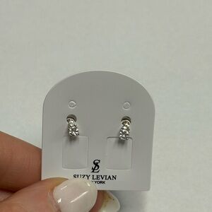 Suzy Levian Sterling Silver White Topaz Stud Earrings NWT Sample item